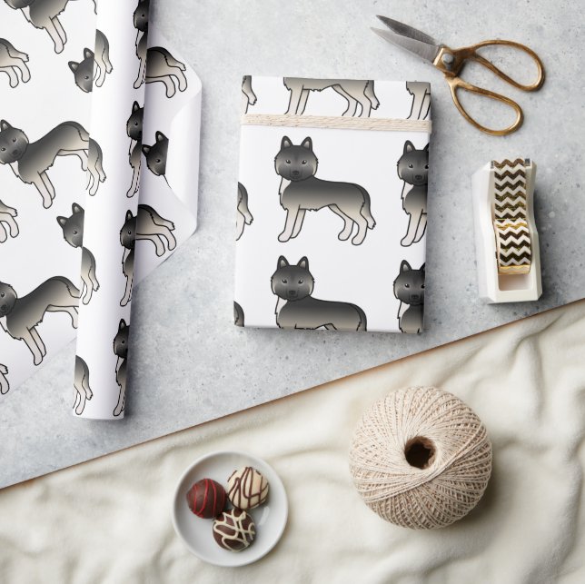 Papel De Presente Padrão de Cachorro Fofo Agouti Siberian Husky (Artesanato)