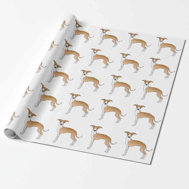 Papel De Presente Padrão de Cachorro Fofo Galgo Italiano Bege e Bran (Desenrolado)