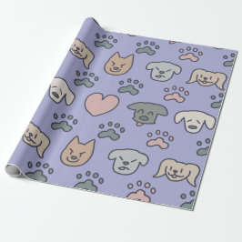 Papel De Presente Padrão de Cachorro Gato