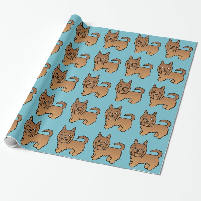Papel De Presente Padrão de Cachorro Terrier Australiano Vermelho no (Desenrolado)