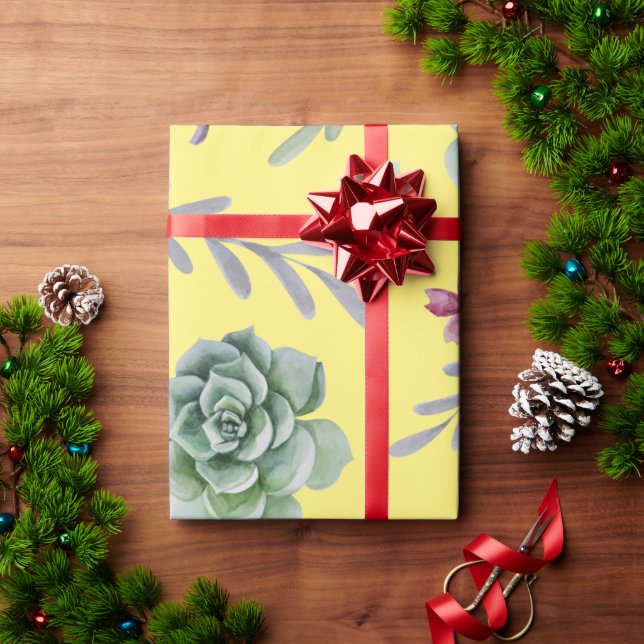 Papel De Presente Padrão de Cacto 9 (Presente de Natal)