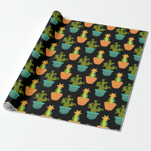 Papel De Presente Padrão de Cacto Colorido