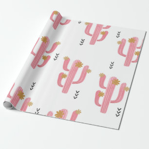 Papel De Presente Padrão de cacto fluvial sem cor de água. Vint