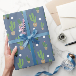 Papel De Presente Padrão de Cacto Fofo