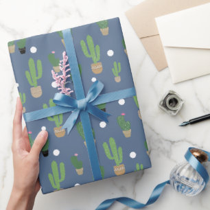 Papel De Presente Padrão de Cacto Fofo