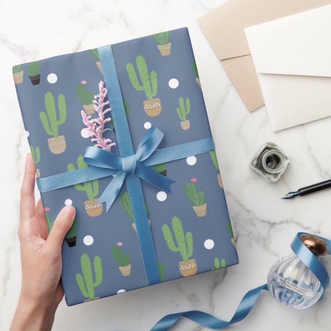 Papel De Presente Padrão de Cacto Fofo (Presentear)