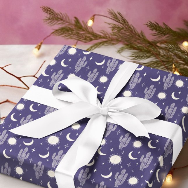 Papel De Presente Padrão de Cactus Branco (Criador carregado)