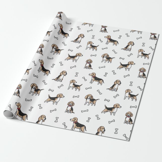 Papel De Presente Padrão de cães bichos (Desenrolado)