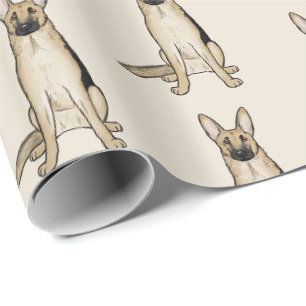 Papel De Presente Padrão de cães pastor alemão castanhos claros e pr