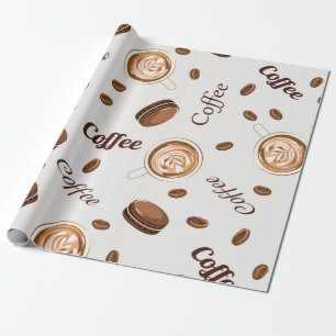 Papel De Presente Padrão de café