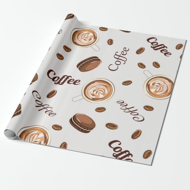 Papel De Presente Padrão de café (Desenrolado)