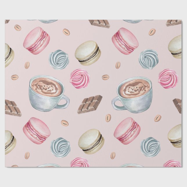 Papel De Presente Padrão de café e doces (Aberto)