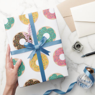 Papel De Presente Padrão de Café e Donut 