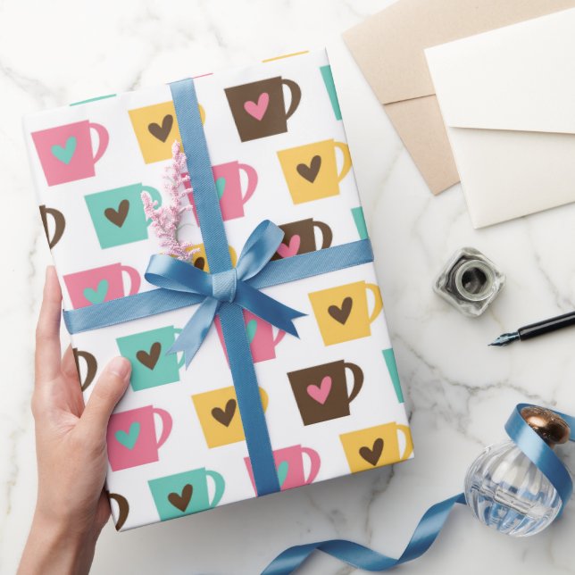 Papel De Presente Padrão de Café e Donut  (Presentear)