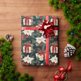 Papel De Presente Padrão de caixa de presente festiva - fitas vermel