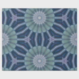 Papel De Presente Padrão de Caleidoscópio Geométrico Azul-marinho e 