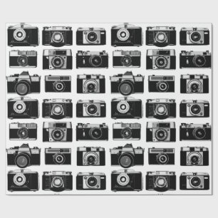 PAPEL DE PRESENTE PADRÃO DE CÂMERAS DE FILME DE FOTOGRAFIA CLÁSSI