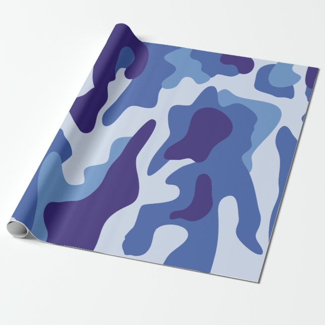 Papel De Presente Padrão de camuflagem azul (Desenrolado)