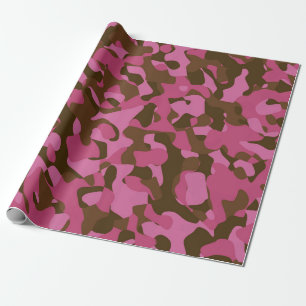 Papel De Presente Padrão de Camuflagem Castanho Rosa