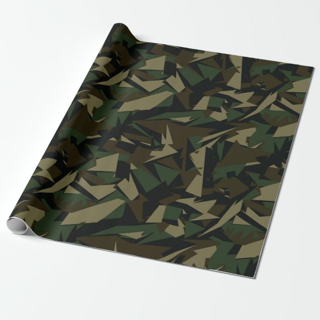 Papel De Presente Padrão de Camuflagem do Exército Artístico (Desenrolado)