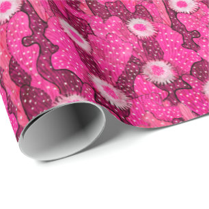 Papel De Presente Padrão de camuflagem rosa suculenta do cacto flor