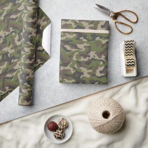 Papel De Presente Padrão de Camuflagem Verde