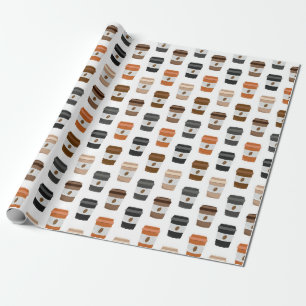 Papel De Presente Padrão de Caneca de Café para Viagem, Impressão de