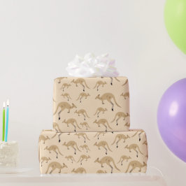 Papel De Presente Padrão de canguru australiano bonito