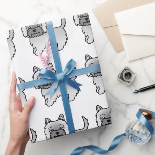 Papel De Presente Padrão de Cão de Cartoon Cairn Terrier Cute