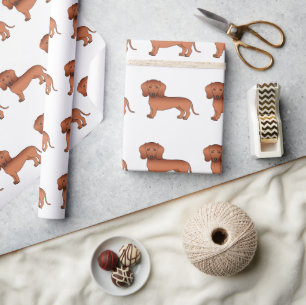 Papel De Presente Padrão de Cão-de-Cartoon Casaco Suave Vermelho