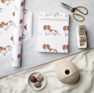 Papel De Presente Padrão De Cão De Cartoon De Cabelo Longo Com Pen