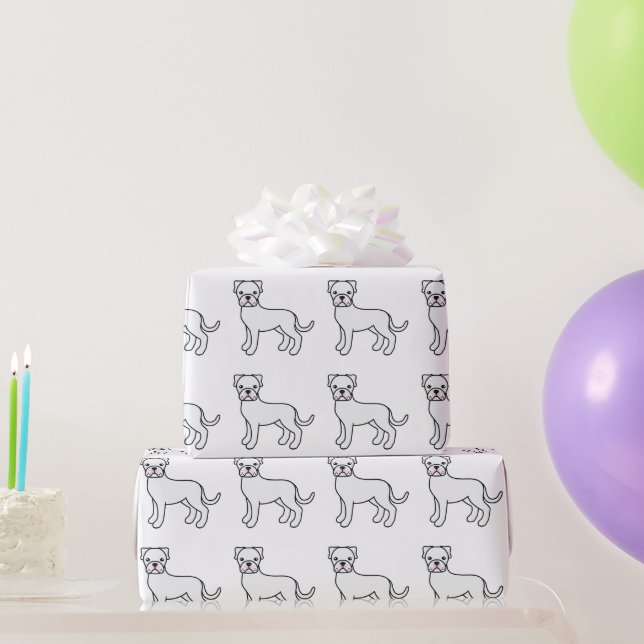 Papel De Presente Padrão de Cão de Cartoon em Cute Branco (Presentes para festas)