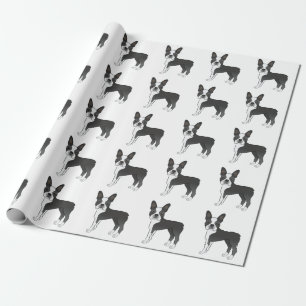 Papel De Presente Padrão De Cão De Cartoon Preto E Branco De Bosto