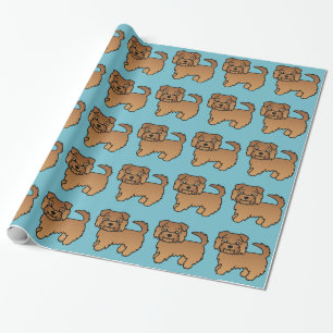 Papel De Presente Padrão De Cão De Cartoon Red Norfolk Terrier Em Az