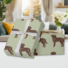 Papel De Presente Padrão de Cão-de-Corte de Chocolate Labrador Retri