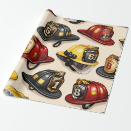 Papel De Presente Padrão de capacete de bombeiro envoltório de estaç
