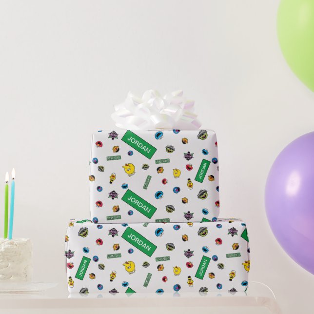 Papel De Presente Padrão de Caractere da Rua Sésamo (Presentes para festas)