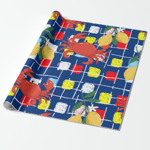 Papel De Presente Padrão de Caranguejo e Limão Costeiro