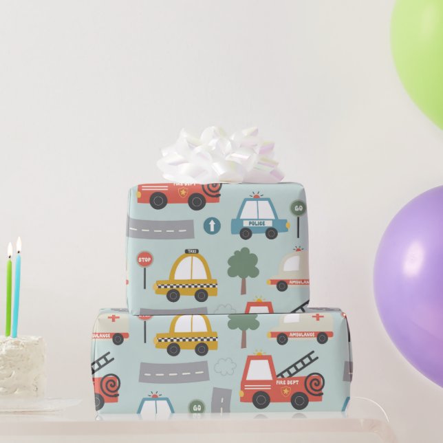Papel De Presente Padrão de carros para crianças  (Presentes para festas)