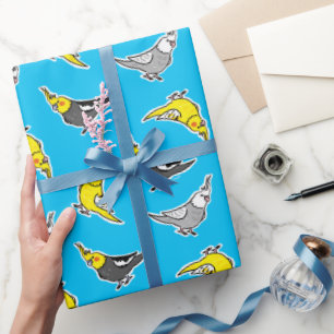 Papel De Presente Padrão de Cartoon Cockatiels