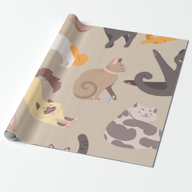 Papel De Presente Padrão de Cat (Desenrolado)