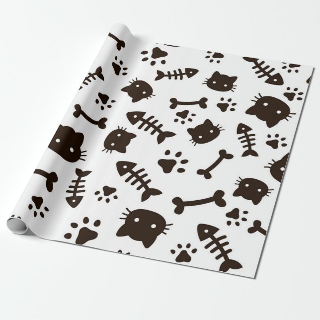 Papel De Presente Padrão de Cat (Desenrolado)