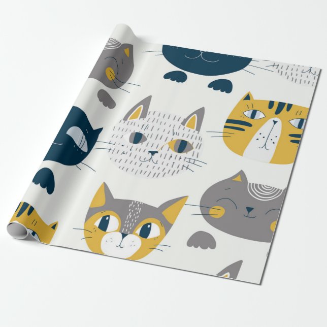 Papel De Presente Padrão de Cat (Desenrolado)