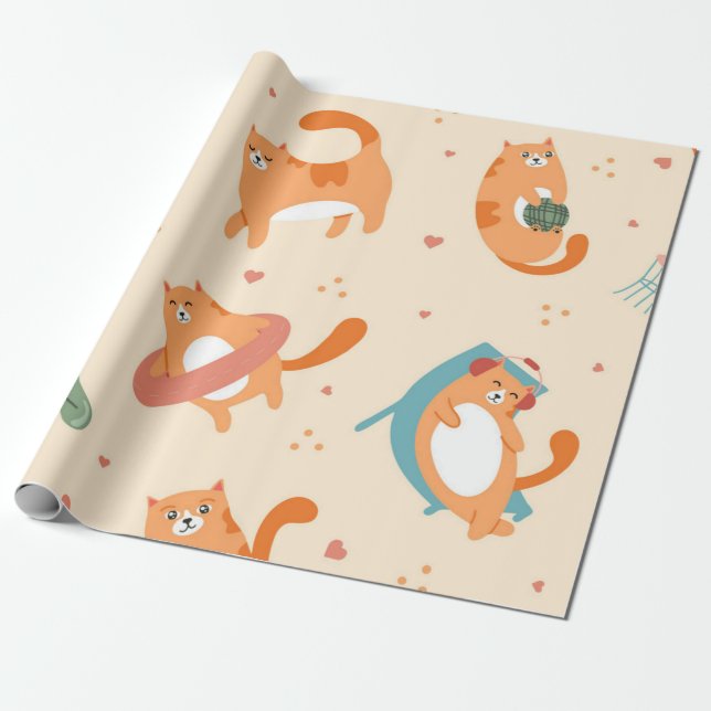 Papel De Presente Padrão de Cat (Desenrolado)