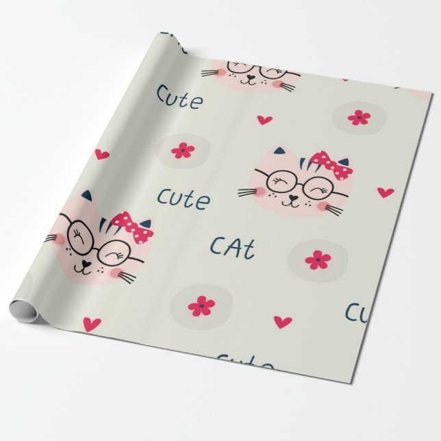 Papel De Presente Padrão de Cat (Desenrolado)