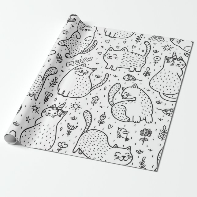 Papel De Presente Padrão de Cat (Desenrolado)