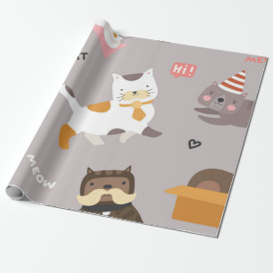 Papel De Presente Padrão de Cat