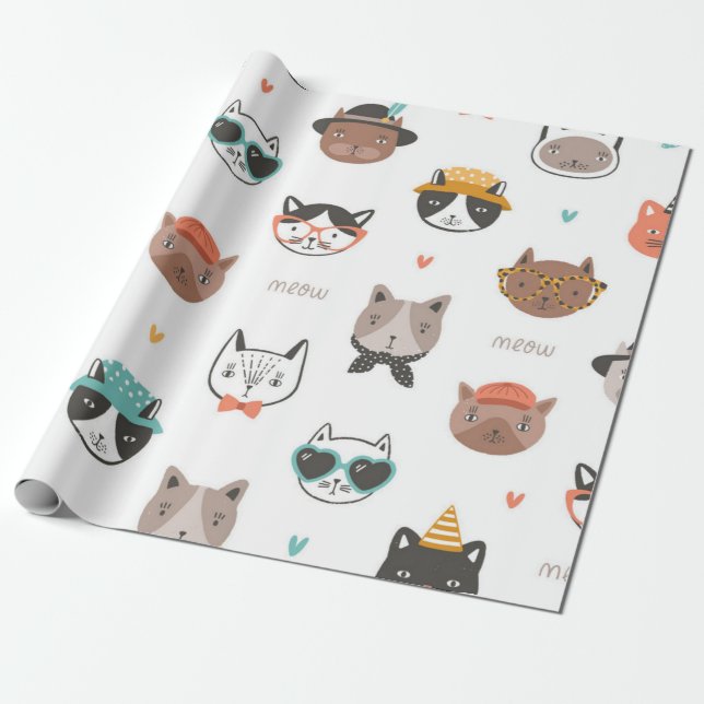 Papel De Presente Padrão de Cat (Desenrolado)