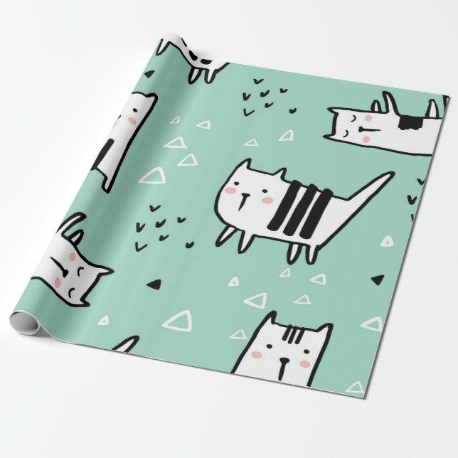 Papel De Presente Padrão de Cat (Desenrolado)