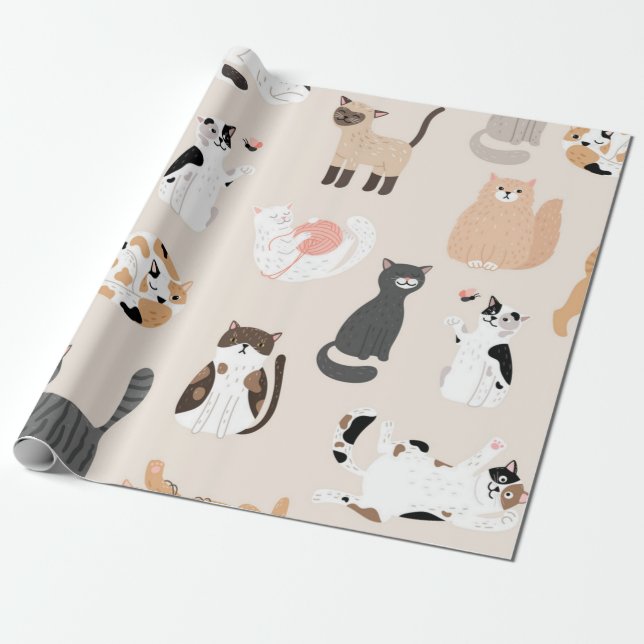 Papel De Presente Padrão de Cat (Desenrolado)